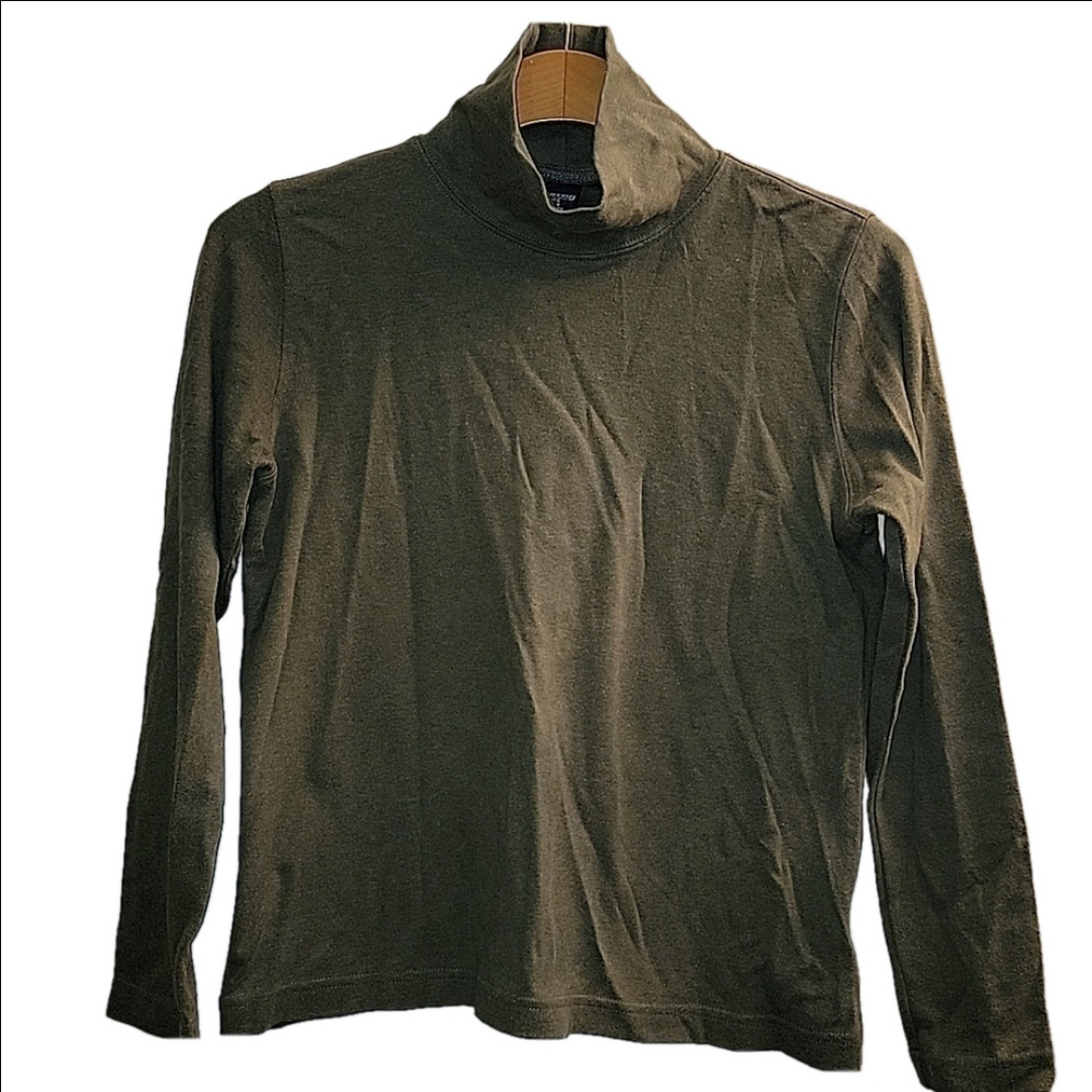 Lands End Green Straight Turtlneck Tee Top XS 2-4
